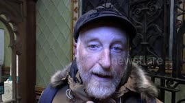 Billy Bragg outside his Brighton show equates vaccination to recycling.