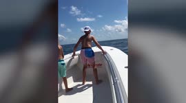 This is the moment a child seemingly performs a physics defying DOUBLE jump