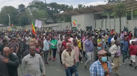 Ethiopians going to their home after peaceful demonstration.