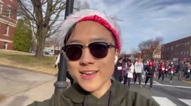 New Hampshire resident shows off Road Race in Manchester to burn off Thanksgiving calories