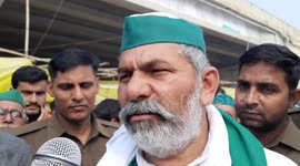 All India Kisan Union leader Rakesh Tikait at Ghazipur Protest site brief the media about his further course of action.