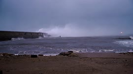 Waves crash over Tynemouth pier as Storm Arwen strikes the North East coast of England