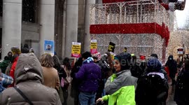 'Refugees Are Welcome Here' protesters gather in Manchester despite snow