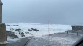 Watch as wild seas from Storm Arwen send plumes of seafoam onto the coast of Sandend in Scotland