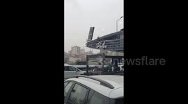 Powerful storm winds cause damages to several buildings in Istanbul, Turkey