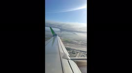Airplane view of a factory fire in Quilicura, Chile
