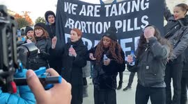 Protesters take 'abortion pills' outside Supreme Court ahead of controversial case