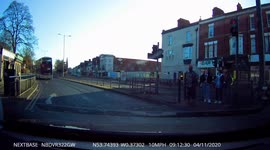 Bus giving way close call accident