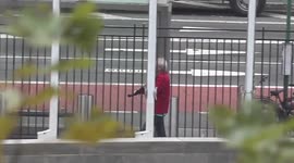 Armed man paces outside the United Nations Headquarters, prompting lockdown