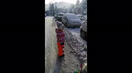 Funny and embarrassing video of little girl who asks her mum, who draw a fish on a car.