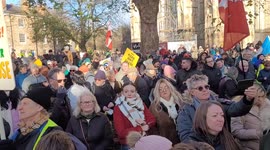 Rally in York, northern England, amid global protests against Covid restrictions