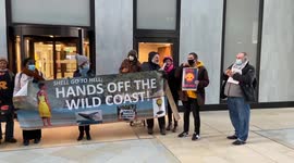 Protest against seismic blasting in South Africa’s Wild Coast outside Shell headquarters, London, UK