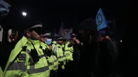 Kill the bill protestors and police shout arguments at each other