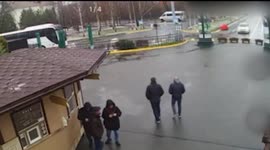 People miraculously managed to dodge a car that rammed the gate into the park territory