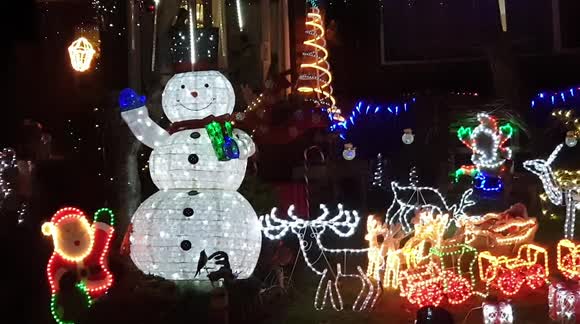 Christmas decorations light up a house in Buckinghamshire