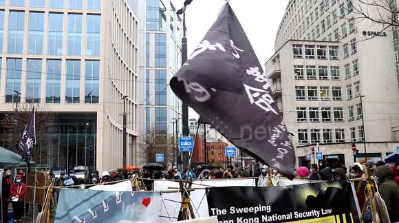 Pro-Hong Kong activists in Manchester protest against Chinese crackdown on democracy