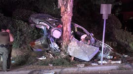 Lucky driver escapes dramatic car crash in Rowland Heights, Los Angeles