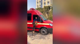 Rescue dog attempts to stop retired handler from leaving