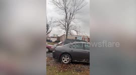 Shocking footage shows the damage caused by multiple deadly tornados in Kentucky which have left hundreds dead