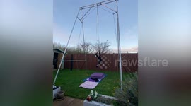 Wannabe acrobat loses control during practice and smashes her face