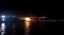 The Passenger Ship Cantika Lestari 88 caught fire in the Sorong Sea Port, West Papua