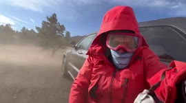 Crazy wind destroys Jeep windows during extreme storm in Colorado