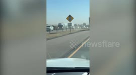 Shocking moment truck is blown onto its side by strong wind on Colorado highway