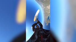 Terrifying moment a French paraglider’s chute FAILS sending her plummeting into FREEFALL