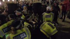 Police officer smashed in face with glass bottle as 'anti-Covid measures' protest turns ugly in London