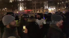Police fail to move on football fans as Algerian’s celebrate into the night on Trafalgar Square