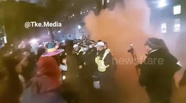 Mob attacks outnumbered police at Covid rally before reinforcements arrive