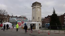 COVID TESTING Stockwell Stockwell Memorial Gardens London as  Omicron variant spreads around the UK