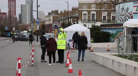 COVID TESTING Stockwell Stockwell Memorial Gardens London as  Omicron variant spreads around the UK