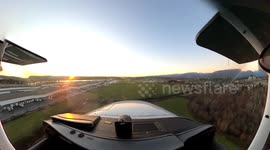 Landing a Cessna 172 on the Runway 26L at Pitt Meadows Airport during sunset
