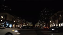Elm Street  before Christmas with   holidays light and store fronts