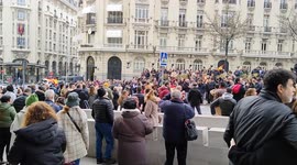 Hundreds gather in Madrid for anti-mask protest on 23rd December, 2021.   Crowds of protesters gathered in the Spanish capital to voice their opposition the mandatory use of face masks and other measures imposed to contain the spread of coronavirus.