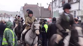 Anti Fox Hunt  Protesters line the streets of Lewes to protest against the Southdown & Eridge Hunt kennels