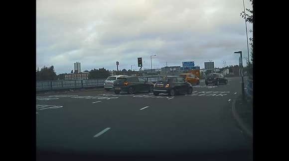 So we went through a red light, then cut in front of traffic from the inside, which is dangerous, but we're driving a company van so it's really easy to work out who we are, so that special kind of stupid !