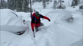 Winter Storm hit Tahoe City, California.--How deep of snow!!