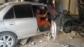 Car crashes through family's wall leaving huge hole after driver 'mistakes accelerator for brakes'