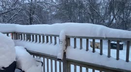Mounds of snow piles during Minnesota snowstorm
