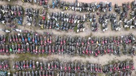 Drone Footage Of Massive Abandoned Vehicles In Nanning, China