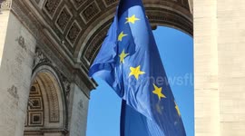 European flag flies beneath Arc-de-Triomphe in Paris as France prepares to assume presidency of EU