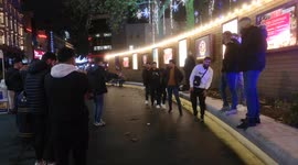 People Celebrate New Years Day In Leicester Square