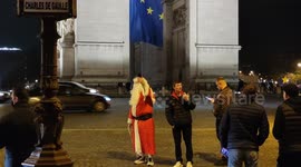 Paris. People gather in the streets to celebrate the new year 2022 despite covid restrictions. Images from the 1st January 2022 morning.