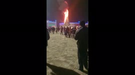 Kazakhstan: Christmas tree catches fire during New Year's Eve celebration in Taraz town square