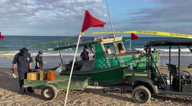 US Coast Guard Investigates Mystery Boat that Washed Ashore in Delray Beach, Florida