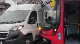 Aftermath Of A London Bus Crash With A Van Driver In Central London