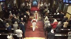 Egyptian service on the eve of Nativity feast at St Marks Coptic Orthodox Church in Kensington - London