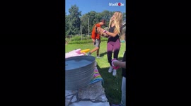 'Baby girl afraid of ducks gets jumped by a... DUCK! 
'